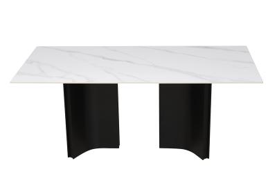 China 1800*900mm Mesa de comedor de cerámica con tipo fijo y base de aluminio negro en venta