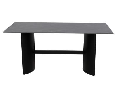 China 1650*850mm Ceramic Finished Dining Table With Fixed Type Black Metal  Base for sale