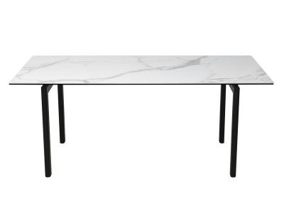 China 1800*850mm Ceramic Finished Dining Table With Fixed Type Black Oval Metal  Leg for sale