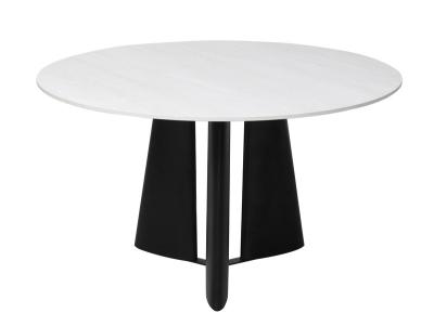 China Keramische tafel met vaste bovenkant, moderne ronde eettafel, gemakkelijk schoon te maken met metalen basis Te koop