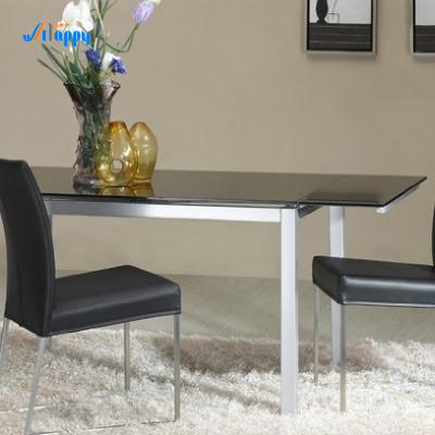 China Contemporary Width 70cm Glass Top Dining Table KD Type With Iron Frame for sale