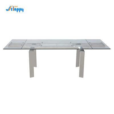 China 900mm Width Rectangular Extendable Glass Top Table Easy To Maintain for sale