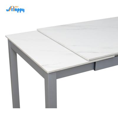 China 1400mm lengte Moderne uitbreidbare eettafel aanpasbaar met ijzeren been Te koop