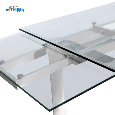 China 200 cm de vidrio rectángulo de extensión mesa de comedor DT-31120 listo para montar muebles en venta