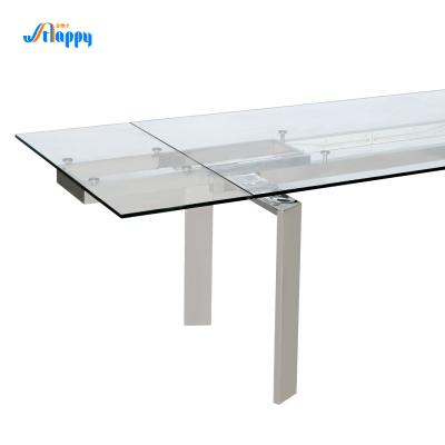 China Mesas de comedor de vidrio templado de estilo euro extensibles 900 mm para uso en interiores en venta