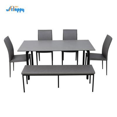 China 1800*850mm Mesa de comedor moderna con base metálica DT-996-165 en venta