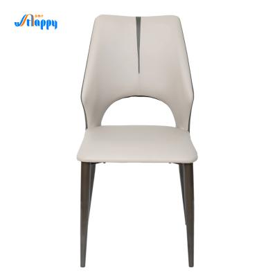 China Piernas metálicas silla de comedor de cuero moderna cómoda para uso en interiores Dc-7526 en venta