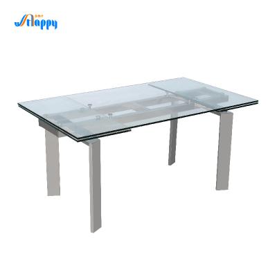 China Contemporary DT-31120 Adjustable Glass Dining Table KD Type With 2000mm Size for sale