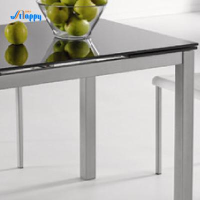 China 700mm Width Bespoke Glass Extendable Dining Table With Metal Legs DT-914-110 for sale