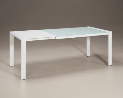 China Tempered Glass Top Extendable Glass Table DT-970 90cm Width For Showroom for sale