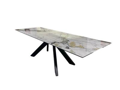 China 1800 ((+450+450) *1000mm Moderne keramische tafel met uitbreidbaar systeem met metalen basis DT-31047A Te koop