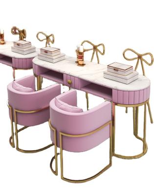 China Modern Modern Modern design Light luxury Nail table and chair High-end marble Nordic style table Manicure table Nail stool for sale