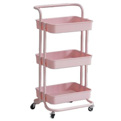 China Modern Modern New Design wholesale Beauty 3 Tiers Makeup Salon Cart Pedicure Spa Nail Shop Trolley Gold Beauty Trolley With Lockable Wheels for sale