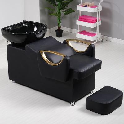 China Modern Modern Factory wholesale hair salon hair recliner shampoo bed Other furniture salon shampoo bed ceramic basin for sale