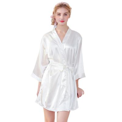 China 2021 Wholesale Customized Breathable Ice Silk Sleepwear Bride Bridesmaid Long Robe Embroidery Group Women Pajamas for sale