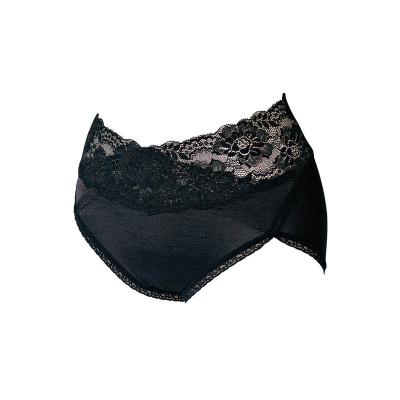 China Breathable Advanced Best Eco-friendly POLYESTER Embroidered Loose Women Black Underwear With Button for sale