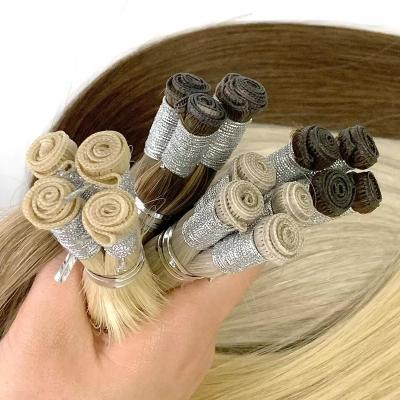 China Factory Wholesale Silky Straight Wave Remy Russian Invisible New 100% Hand-tied Extension Weft Genius Hair Weft Hair Weft Distributors for sale