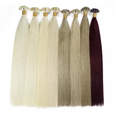 China Wholesale 100% Silky Straight Full Cuticle Virgin Silky Straight Virgin Russian Pre-bonded Flat Tip Hair Extensions Remy Italian Keratin for sale