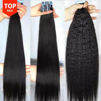 China Wholesale High Quality Raw Unprocessed 100% Indian Remy Human Hair Tape In Hair Extensions Silky Straight Virgin Human Hair for sale