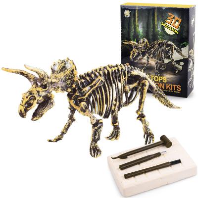 China Hot Sale Excavate Archeology Skeleton Dinosaur Educational Kit For Kids 70*24*59cm Diy Excavation Triceratops 70*24*59cm for sale