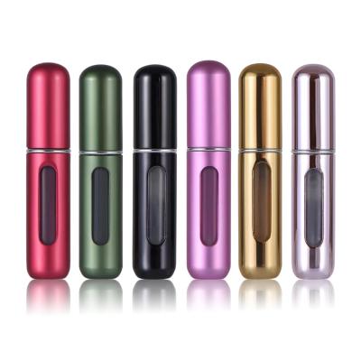 China Minisize 5ml Cosmetic Hot Selling Purple Black Green Red Manufacturers Yellow Pink Portable Spray Perfume Bottle Customizable for sale