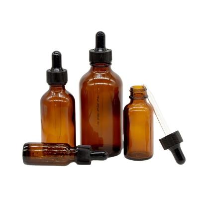 China Wholesale 1oz 2oz 4oz Classic Cosmetic Empty Shape Boston Round Hair Oil Bottle Portable Essential Oil Glass Dropper Bottle for sale