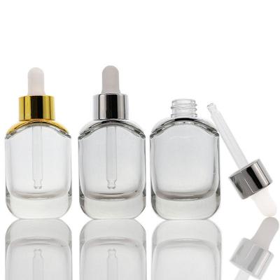 China Factory Direct Selling Cosmetic Cosmetics Package 30ml 50ml Dropper Essential Oil Transparent Empty Glass Bottle Customizable for sale