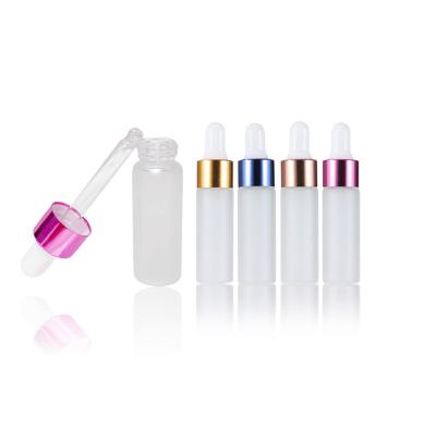 China Cosmetic Ready to Ship 5ml Mini Essential Oil Glass Vials Sample Test Bottle Transparent Frosted Glass Dropper Bottle for sale