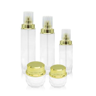 China Wholesale Cosmetics Set Package 30g 50g 40ml 100ml 120ml Cosmetics Set Package 30g 50g 40ml 100ml 120ml Empty Clear Transparent Glass Cream Jar Spray Lotion Bottle for sale