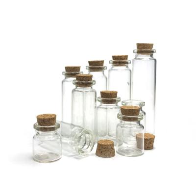 China Gift & Craft 10ml 15ml 20ml Mini Bottles With Cor Lids Wishing Message Glass Bottles Pudding Vials Glass Jar With Cork Wooden Stopper Label for sale