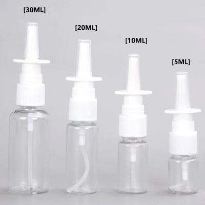 China 5ml 10ml 20ml 30ml Cosmetic Empty Clear Spray Rhinitis Anti Allergy Headed Tip Nasal Spray Plastic Bottle for sale