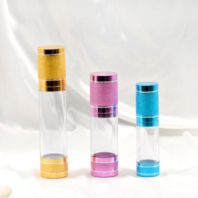 China Wholesale Cosmetic Packaging 15ml 30ml 50ml 80ml 100ml 120ml Empty Airless Glass Bottle With Gold Rose Blue Cap for sale