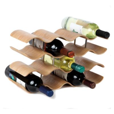 China Other household detachable modern wooden decoration rack wine wave table top table storage solid wood rack for sale