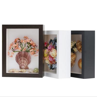 China New High Quality Custom Classic/Postmodern Wholesale White Deep Wooden Wall Art 3D Square DIY Shadow Boxes Photo Frames 8*8 for sale