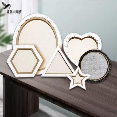 China High Quality Heart Shaped Picture Frame\Elegant Circular\Pentagonal\Triangle\Ellipse\Hexagon Oil Painting Customized Solid Wood Frame With Canvas for sale