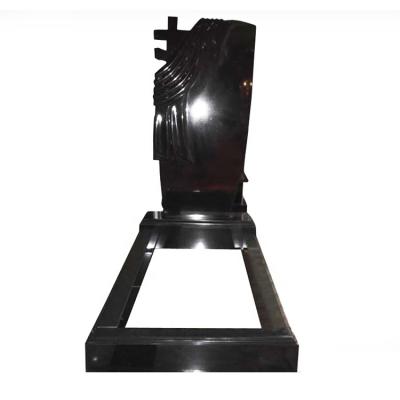 China Modern Black Granite Tombstone Monuments Headstone Black Vases For Sale for sale