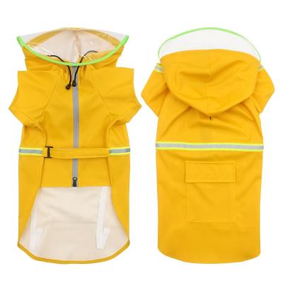 China Sustainable New Pet Raincoat Large Dog Raincoat Reflective Cape Transparent Pet Clothing With Zipper for sale