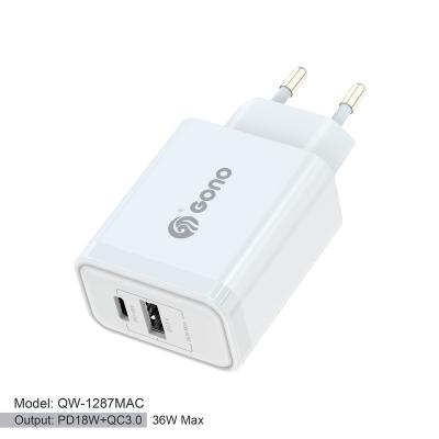 China Mobile Phone PD18W QC3.0 36W EU Travel USB Wall Charger for Iphone and Android for sale