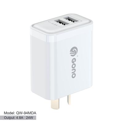 China Dual USB Australia Wall Adapter 24W AU Plug High Speed ​​Charger SAA New Zealand Certified 5V 4.8A for sale