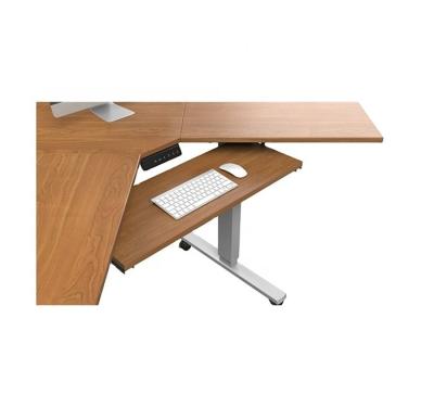 China (Size) AUKI Adjustable l Shape 120X1200 Motor Sit Stand Electric Desk With Dual Table Tray Office Desk Keyboard for sale