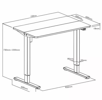 China AUKI (Height) Adjustable Base Single Motor Electric Standing Desk Desk With 120X60 Table Top Across Key for sale