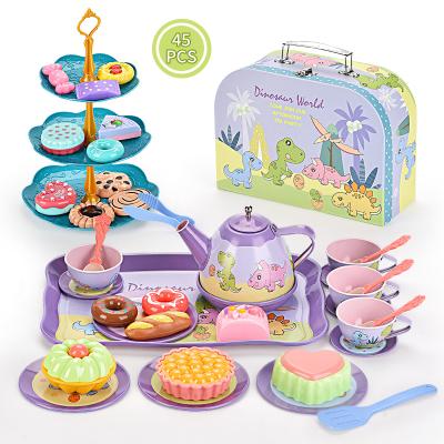 China Kids Gift Role Pretend Play Simulation Tin Metal Kitchen Set Afternoon Tea Set Toys for Kids Girls and Boys for sale