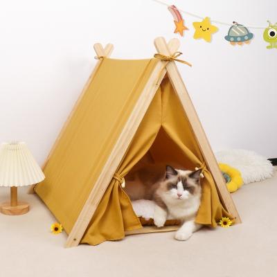 China Breathable Pet Teepee Tent Cat Puppy Teepee House Portable With Soft Thick Cushion Dog Teepee Bed For Indoor Cats Small Dogs for sale