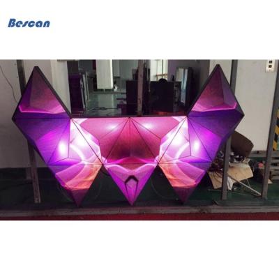 China New Product Customized Indoor P4 Diamond Shape Full Color DJ Booth Led Screen Nightclub Bar Led Display Screen for sale