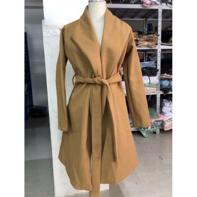 China New fashion autumn and winter women woolen oversized trench breathable elegant coat with belt for sale