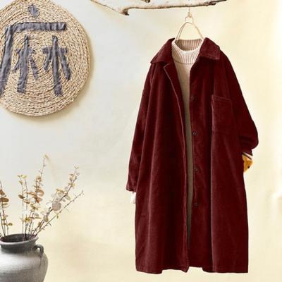 China 2021 Women's Autumn Trench Coat Women's Long Temperament Anti-shrink Casual Loose Large Woolen Coat for sale