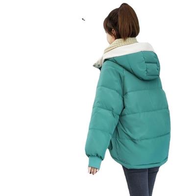 China New winter breathable padded down jacket women Korean women casual loose hooded thick women padded jacket solid color bread jacket for sale