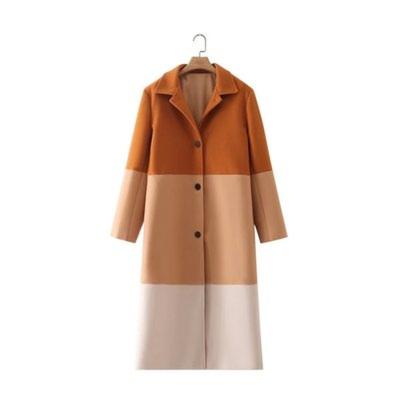 China 2021 New Arrival Hot Sale Autumn Style Anti-Shrink Women Long Overcoat Colorblock Winter Patchwork Ladies Jacket Detachable Coats for sale