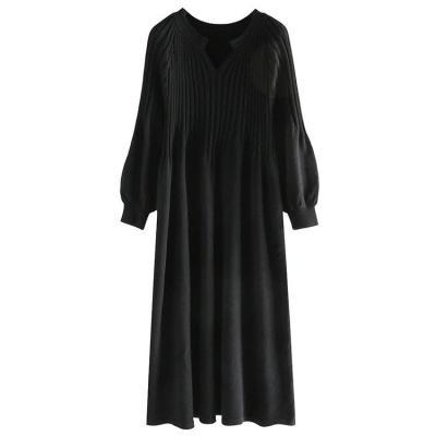 China Breathable Popular New Products 2021 New Ladies V-neck Cashmere Dress Women for sale