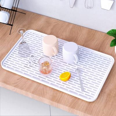 China Rectangular Stocked Kitchen Sink Dish Drying Pad Double Layer Dish Drain Tray Coffee Tea Tray Dish Drainer for sale